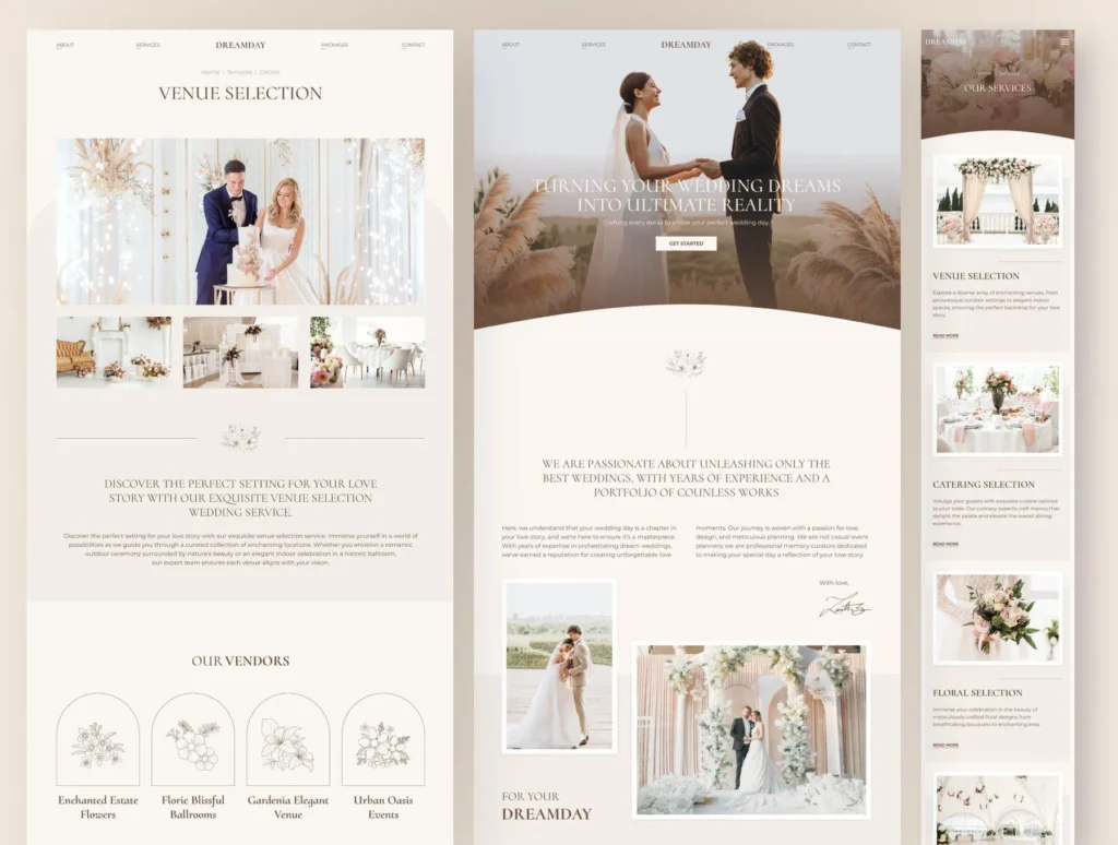 DreamDay - Wedding Planner Website Framer Template | HQ Framer Design | SEO Optimized