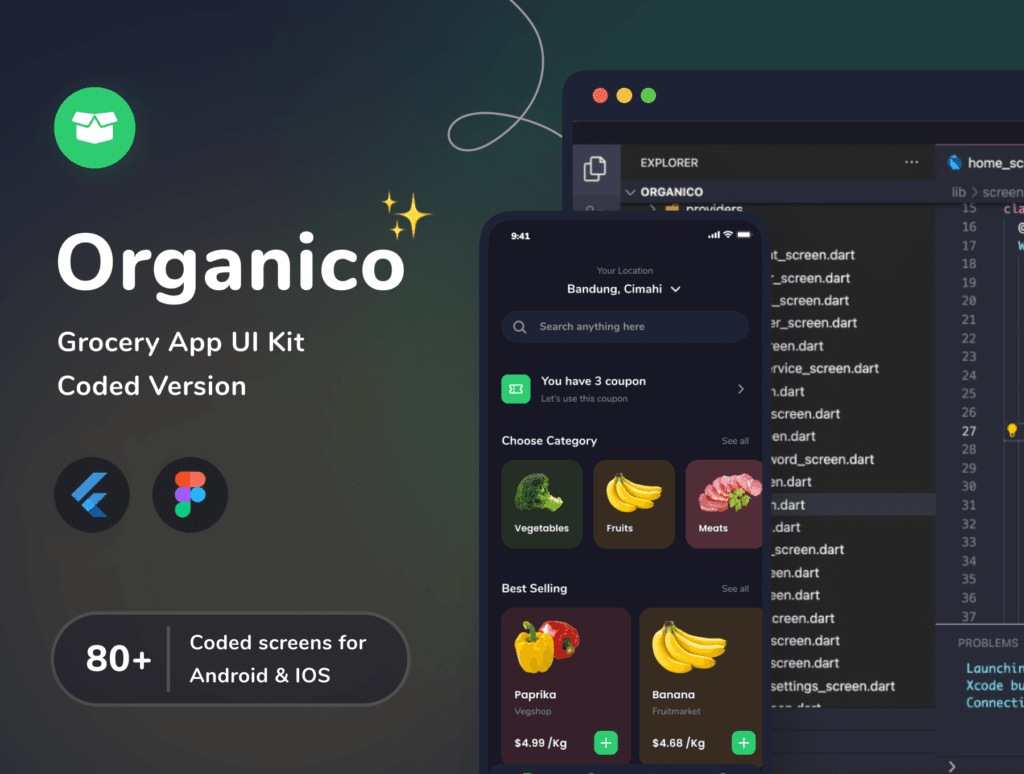 Organico Grocery App UI Kit (Design + Code)