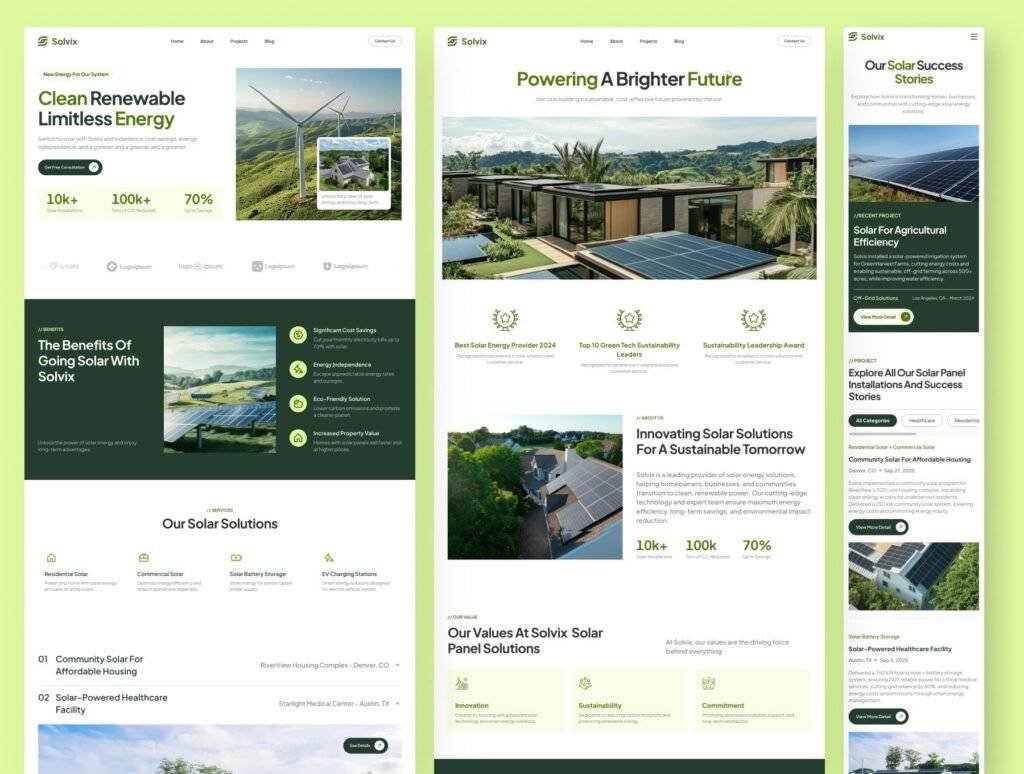 Solvix - Solar Panel Technology Website Framer Template