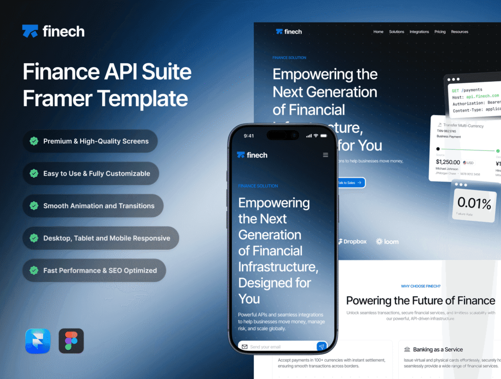 Finech - Finance and SaaS Website Framer Template
