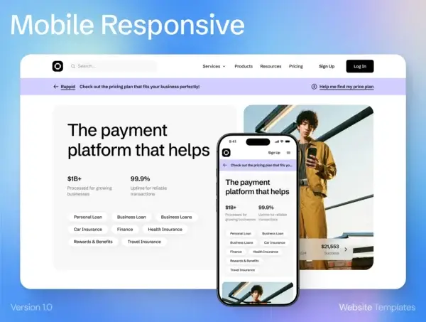 Finntech Website Templates | Premium Fintech Figma Website Templates & Modular UI Kit