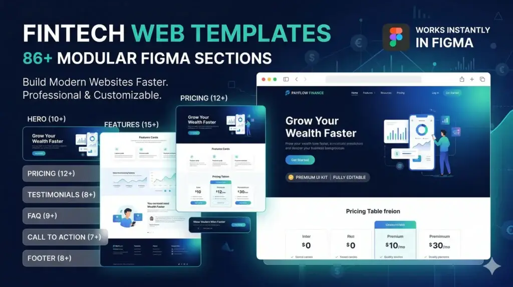 Finntech Website Templates | Premium Fintech Figma Website Templates & Modular UI Kit