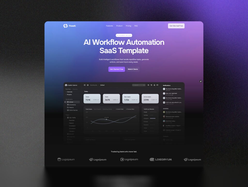 FlowAI – AI SaaS & Automation Framer Templatee