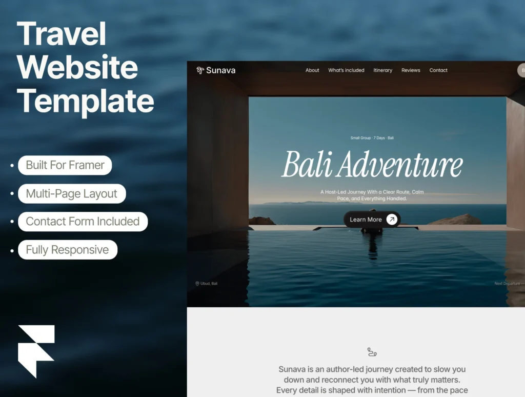 Travel Agency Website Framer Template