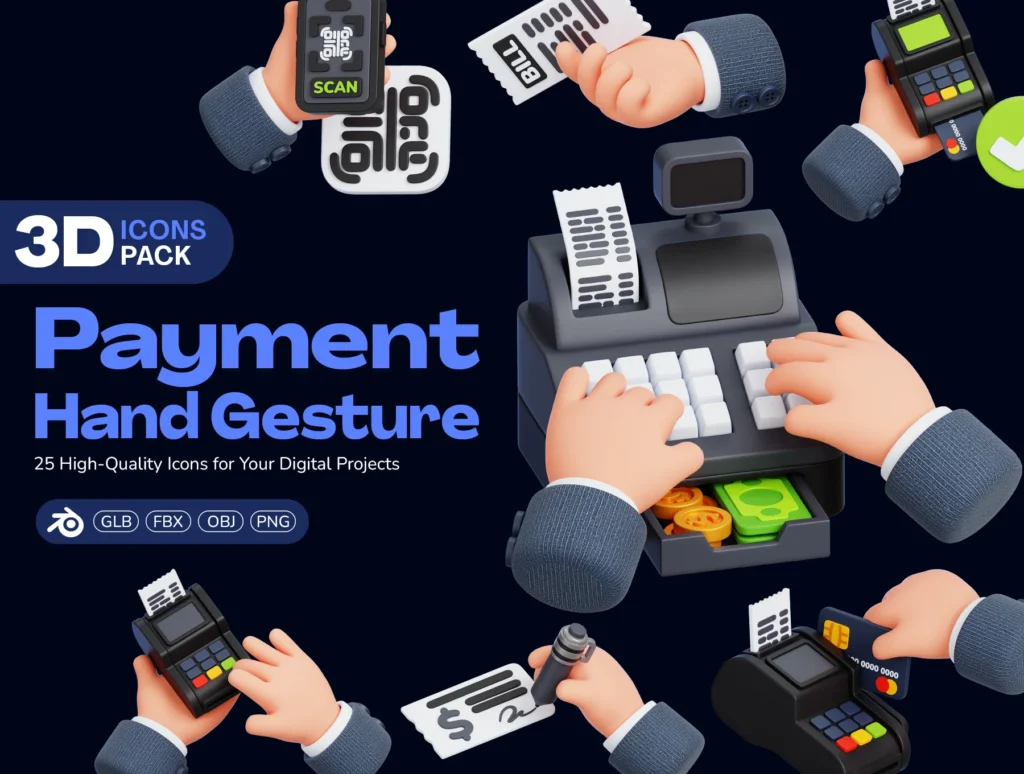Payment Hand Gestures Icon Set – Premium Fintech Assets