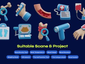 Medical Checkup 3D Icon Pack – Premium Healthcare Icons