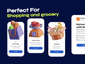 Shopping & Grocery 3D Icon Pack – Premium E-commerce Assets