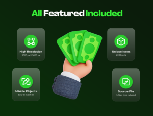 Hands Holding Money 3D Icon Pack – Premium Finance Assets