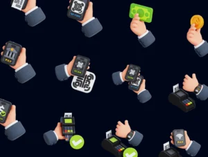 Payment Hand Gestures Icon Set – Premium Fintech Assets