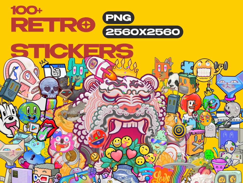 100+ RETRO STICKERS