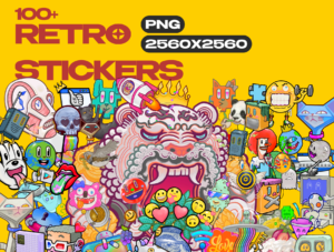 100+ RETRO STICKERS