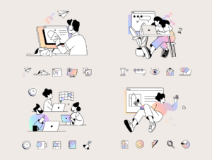 12 Business illustrations + icons