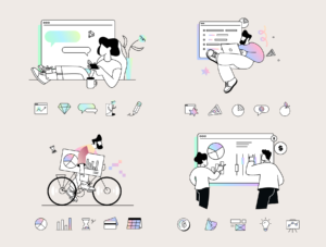 12 Business illustrations + icons