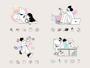 12 Business illustrations + icons