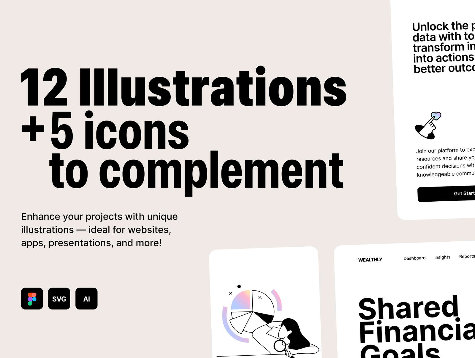 12 Business illustrations + icons