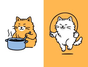 12 Hand-Drawn Cat Illustrations