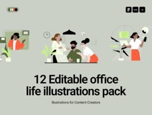 12 Office life illustration pack
