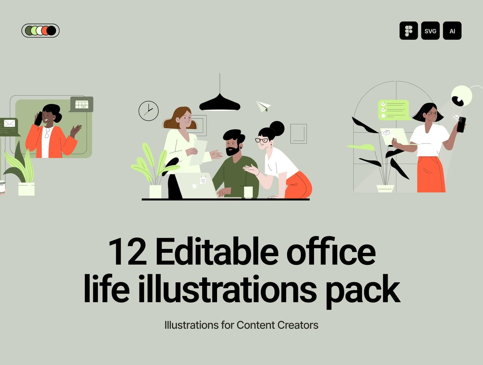 12 Office life illustration pack