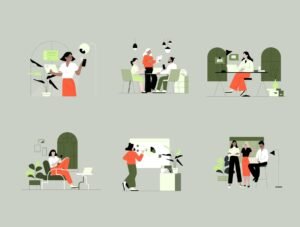 12 Office life illustration pack
