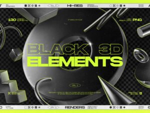 130 Black 3D Elements Collection Vol.1