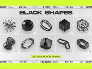 130 Black 3D Elements Collection Vol.1