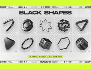 130 Black 3D Elements Collection Vol.1