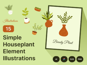 15 Simple Houseplant Element Illustrations