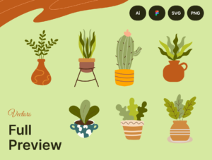 15 Simple Houseplant Element Illustrations