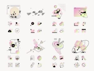16 Vector Crypto Illustrations + 4 Icons per Illustration
