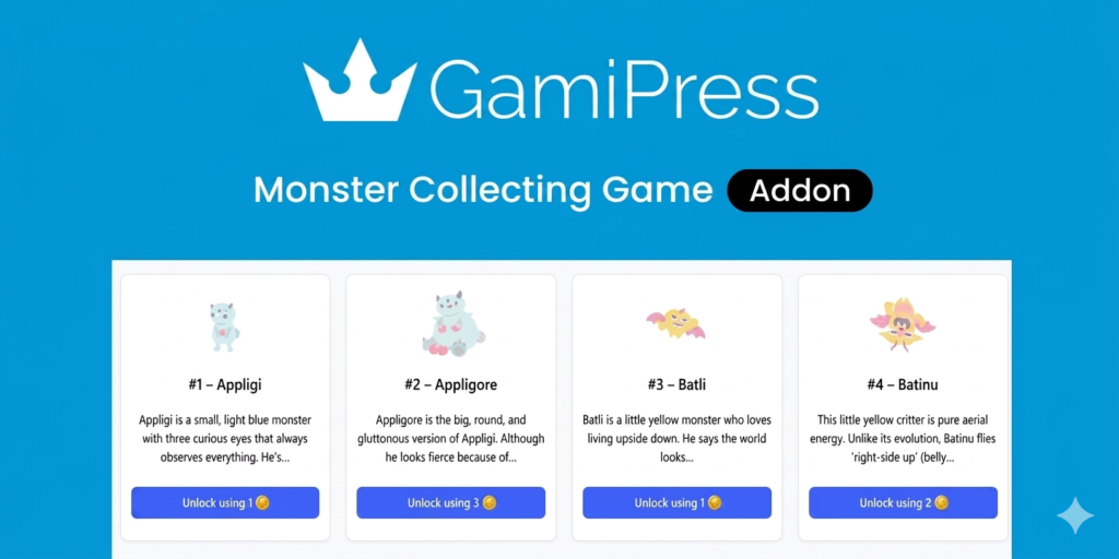 GamiPress Monster Collecting Game Addon for WordPress