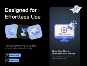Marketing 3D Icon Set – Premium Digital Marketing & Advertising 3D Icons