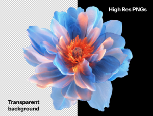 32 AI-Generated Abstract Flower Renders – PNG & PSD Pack (Customizable Colors)