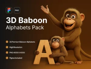 3D Baboon Alphabets Pack