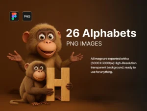 3D Baboon Alphabets Pack