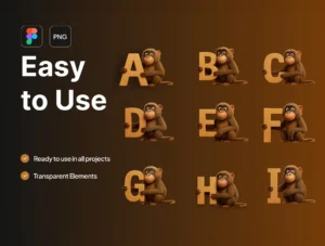 3D Baboon Alphabets Pack