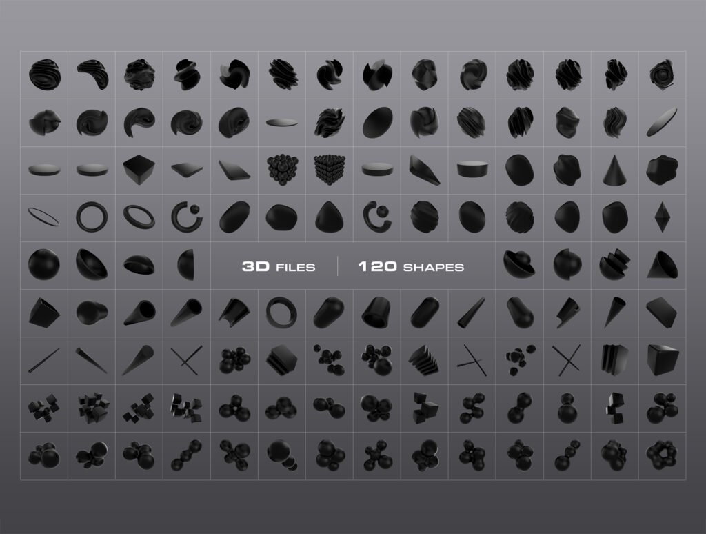 3D Black Shapes Collection