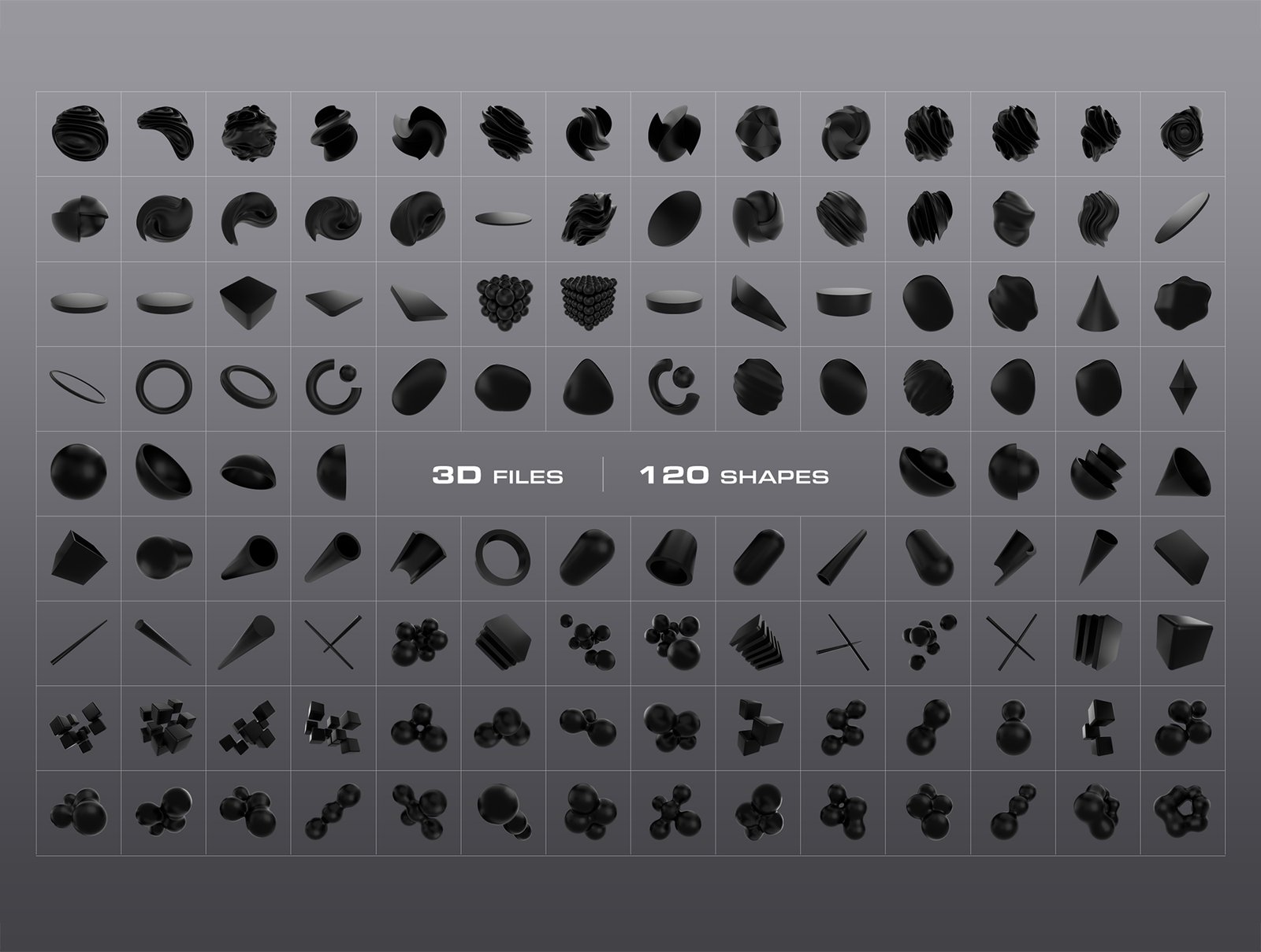 3D Black Shapes Collection