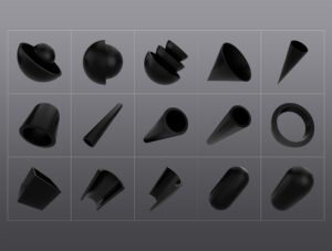 3D Black Shapes Collection