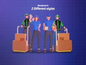 3D Character pack Delivery Courier Illustration