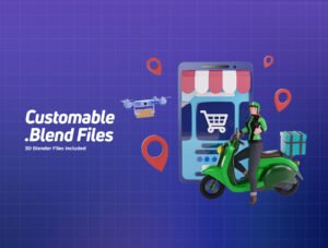 3D Character pack Delivery Courier Illustration