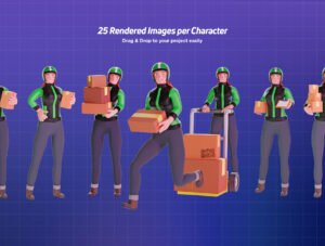 3D Character pack Delivery Courier Illustration