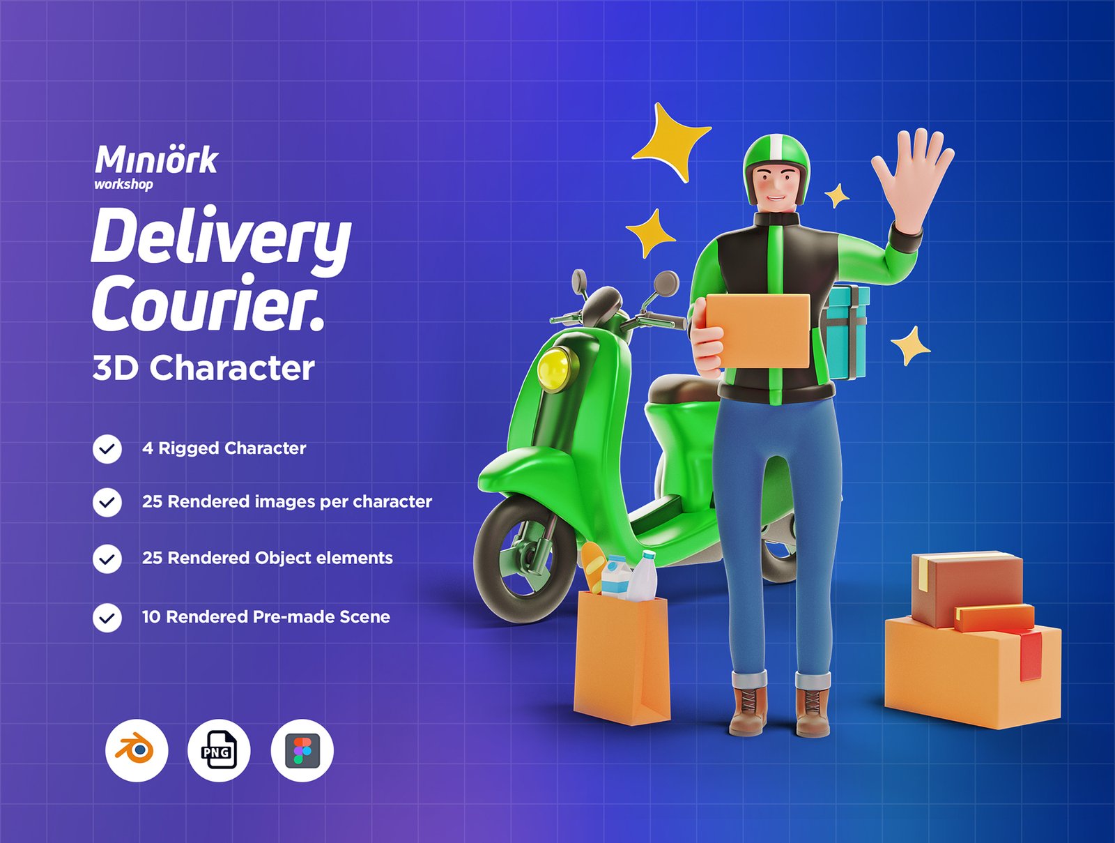 3D Delivery Courier Pack Illustration 3D Character pack Delivery Courier Illustration