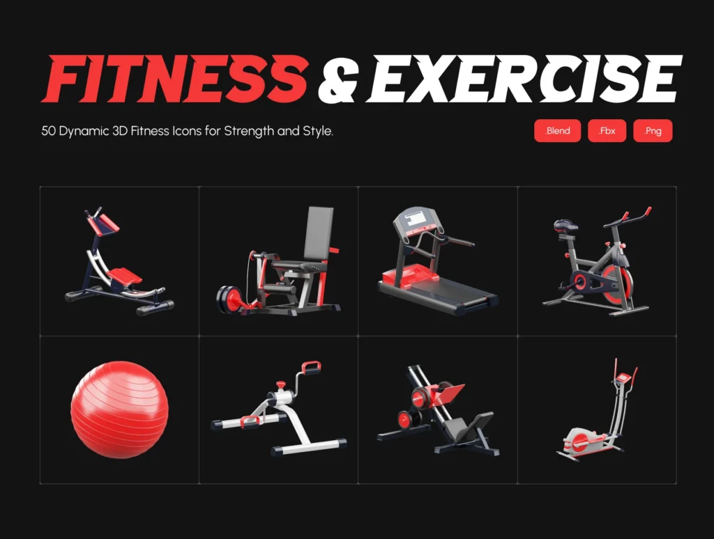 3D Fitness and Exercise Icons