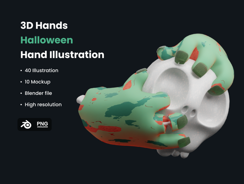 3D Halloween hands mockup