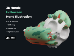 3D Halloween hands mockup