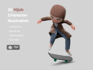 3D Hijab Illustration
