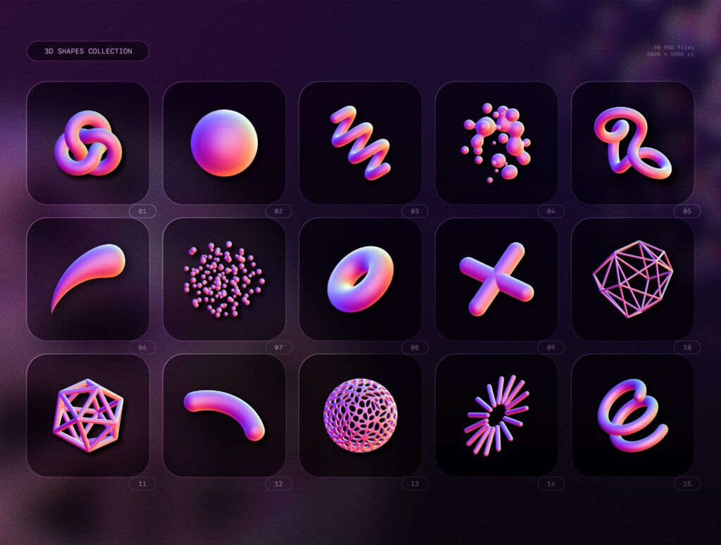 3D Shapes collection – 90 abstract renders