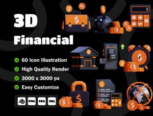 3D Financial Icon Pack – Premium Finance Assets