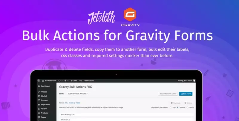JetSloth Gravity Forms Bulk Actions Pro 1.4.8 – WordPress Bulk Form Editing & Field Management Plugin