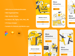 41 line flat vector illustrations